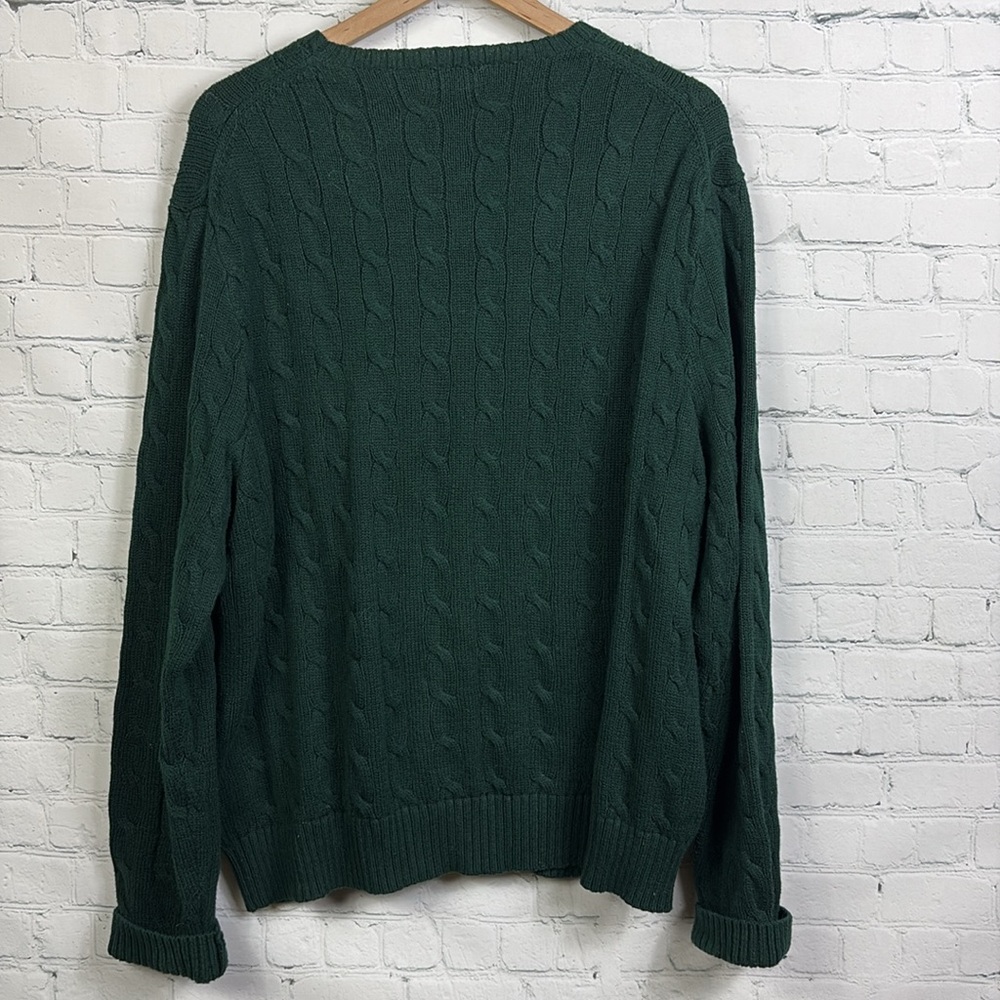 Polo by Ralph Lauren Men's Dark Green Cable Knit Crewneck Sweater Xxl - Picture 2 of 6